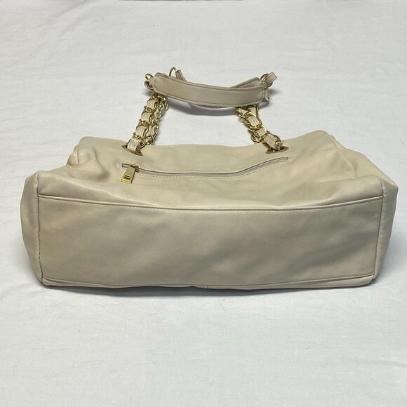 Nichole Miller Vegan Leather Multi Pocket Chain Handle Shoulder Handbag Ivory - Picture 7 of 16